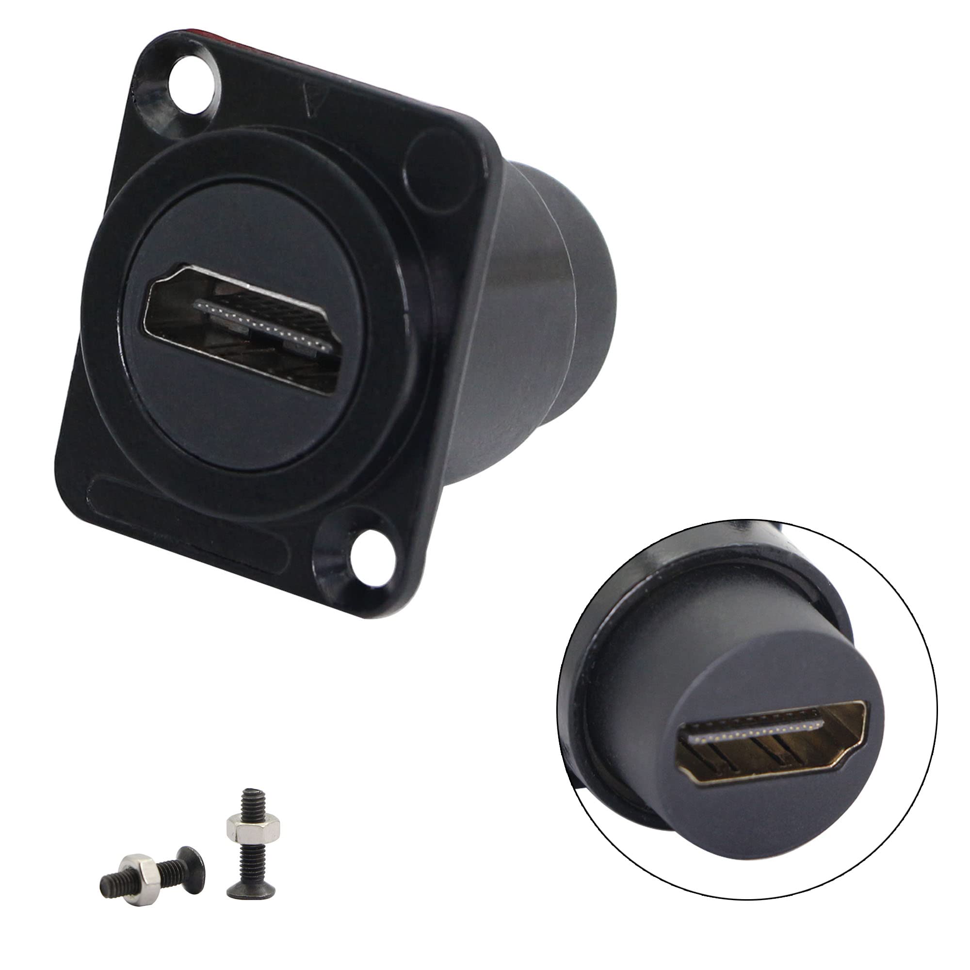 QIANRENON HDMI D Panel Mount Connector Socket - Female to Female Coupler Adapter - HDMI 2.0 Module Pass-through