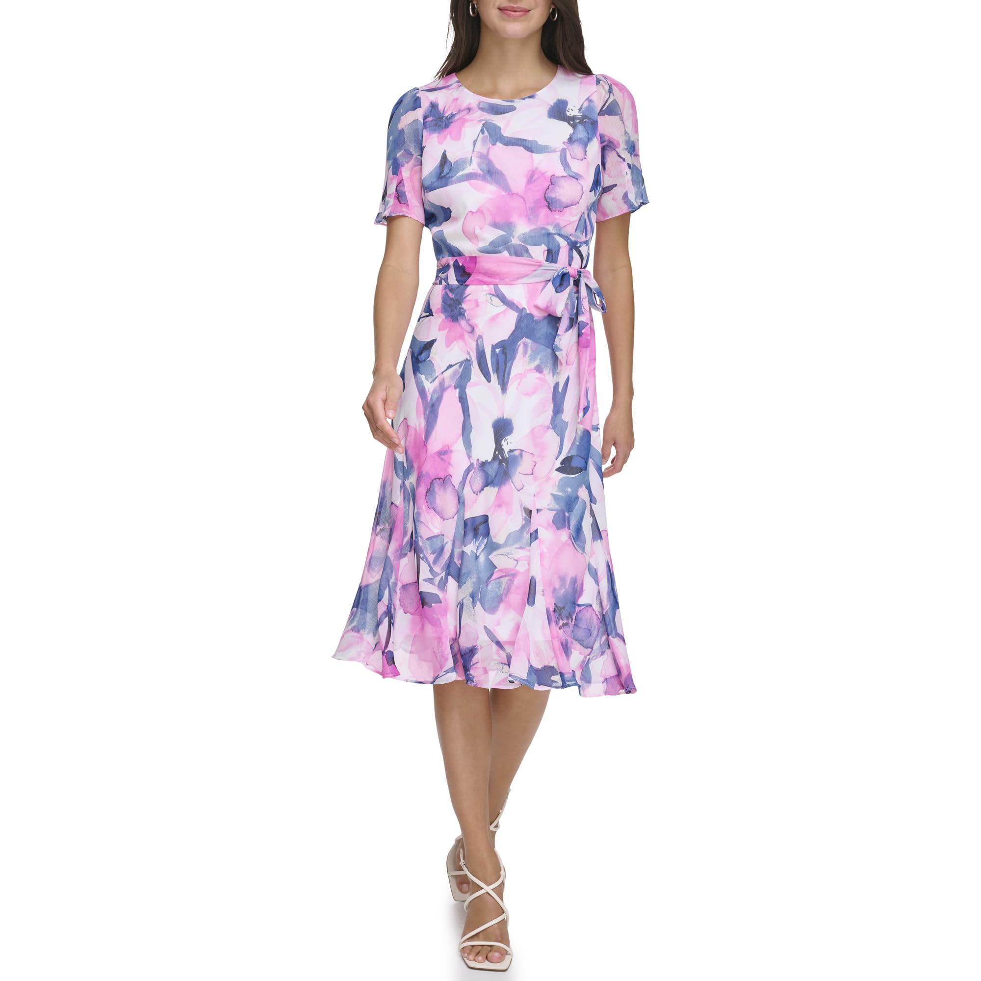 DKNY Women’s Dress, Powder Pink Multi, 6