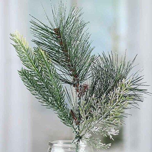 Factory Direct Craft Set of 2 Silver Glittered Artificial Pine and Cedar Sprays for Home and Holiday Decorating and Arranging