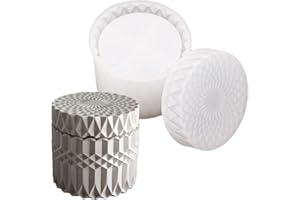 ANKTILY Concrete Flower Pot Silicone Mold with Lid Mold Retro Ripple Silicone Succulent Planter Mold Candle Pen Holder Cement Clay Mold Epoxy Resin Jewelry Storage Box Mould