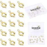 BEADIA 14K Gold Plated Spring Clasps Non Tarnish 6mm 20pcs for Jewelry Making Findings