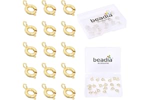 BEADIA 14K Gold Plated Spring Clasps Non Tarnish 6mm 20pcs for Jewelry Making Findings