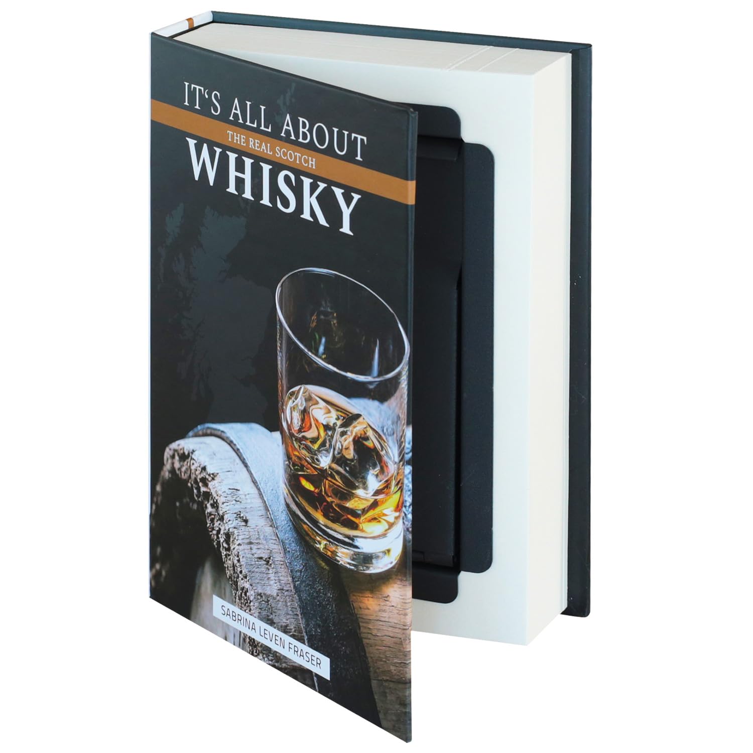 HMF 80701 Book Safe Cash Box Real Paper Pages, Whisky, 18,7 x 13 x 4,2 cm