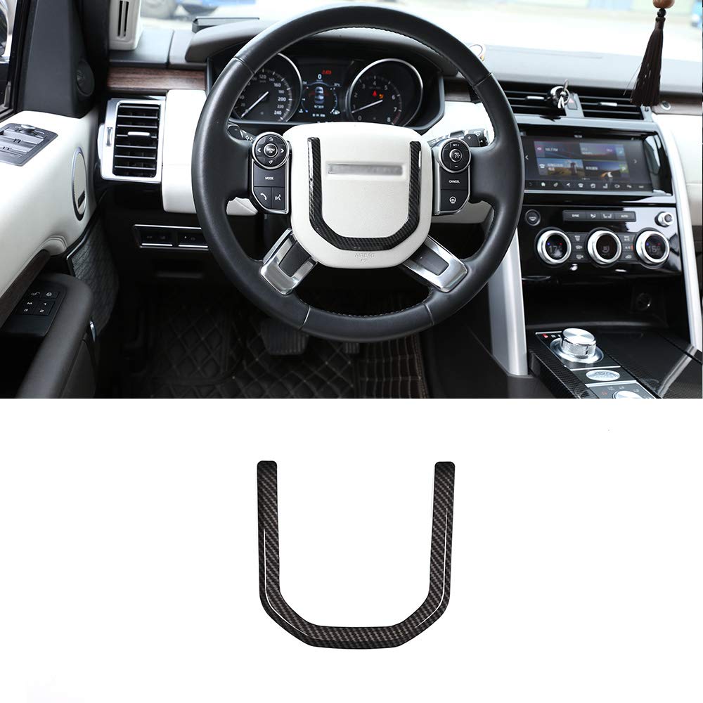 YIWANG Carbon Fiber Style ABS Steering Wheel Sequin Trim For Discovery 5 LR5 L462 2017-2019,For RangeRover Sport 2014-2019,For RangeRover Velar,For RangeRover Evoque 2019 2020 Accessories