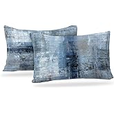 Alricc Blue and Grey Abstract Art Artwork Pillow Cover, Gallery Modern Decorative Throw Pillows Cushion Cover for Bedroom Sofa Living Room 12 x 20 Inch Set of 2