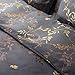 Tebery Ultra Soft Microfiber Duvet Cover Set with Zipper Closure Charcoal Grey and Gold Tree Pattern (Queen)