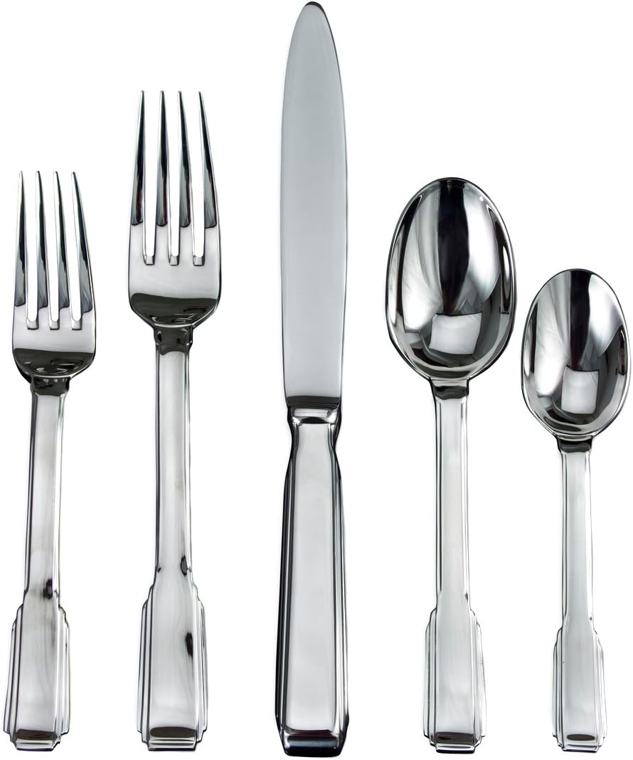 Ricci Art Deco 5-Piece Stainless-Steel Flatware Place Setting, Service for 1