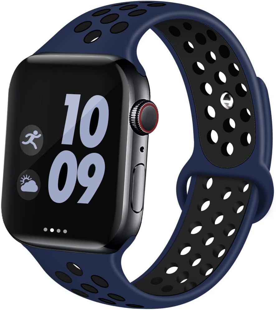 EXCHAR Sport Band Compatible with Apple Watch Band 44mm 40mm Series 4/5 42mm 38mm Series 3/2/1 Breathable Soft Silicone Replacement Wristband for iWatch Nike+ All Various Styles Men and Women
