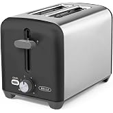 bella 2 Slice Toaster, Wide Slots, Stainless Steel/Black
