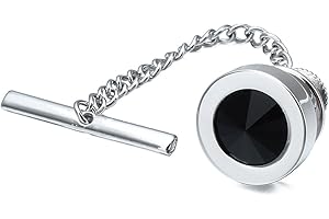 HAWSON Mens Tie Tack with Chain Round Crystal Wedding Business Accessories