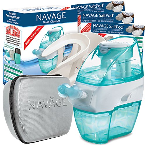 Navage Nasal Irrigation Deluxe Bundle: Naväge Nose Cleaner, 90 SaltPod Capsules, Countertop Caddy, and Travel Case. $175.70 if purchased separately. You save $45.75 (26%)