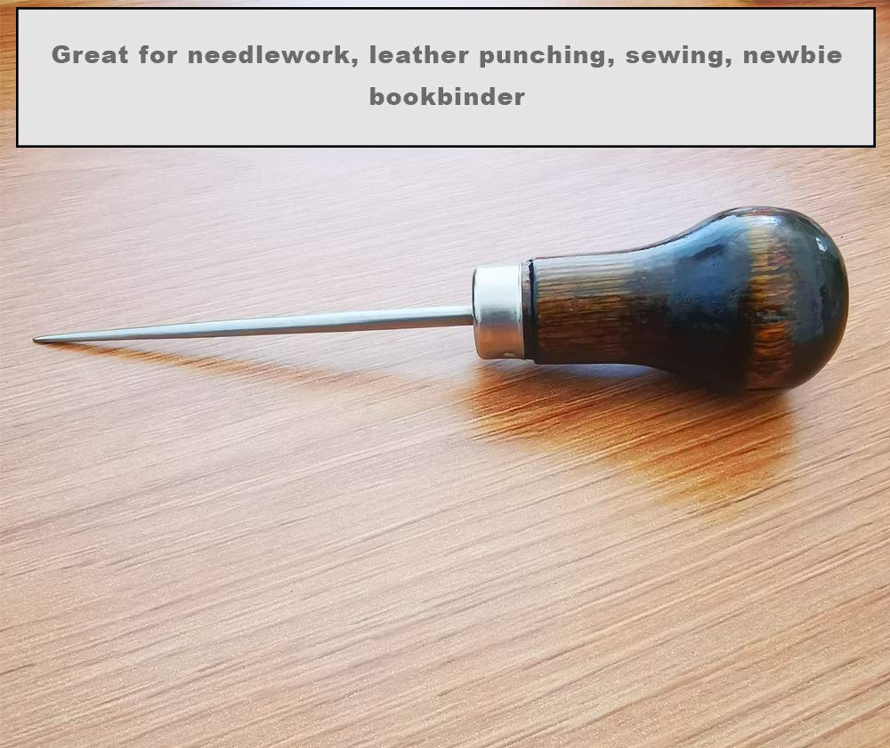 ZLKSKER Wooden Handle Scratch Awl for Leather Punch Hole or DIY Handmade (Gourd Awl) -1pcs