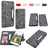 iPhone 6 Case, HESPLUS Bling PU leather Flip Detachable Wallet Case with Credit Card Slot Holder for Apple iPhone 6 4.7 Inch (black)