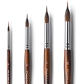 Watercolor Brushes Professional, Fuumuui 4Pcs Extended Needle Point Brushes Synthetic Extra Long Pinhead Brush with Sable Body for Fine Detailing - Watercolor Acrylic Gouache Inks Painting