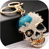 LXSSLY Skull Keychain,Diamond Keychain,Punk Style Rhinestone Key chains,Crystal Skull Keyrings,Car Keychains for Men Women