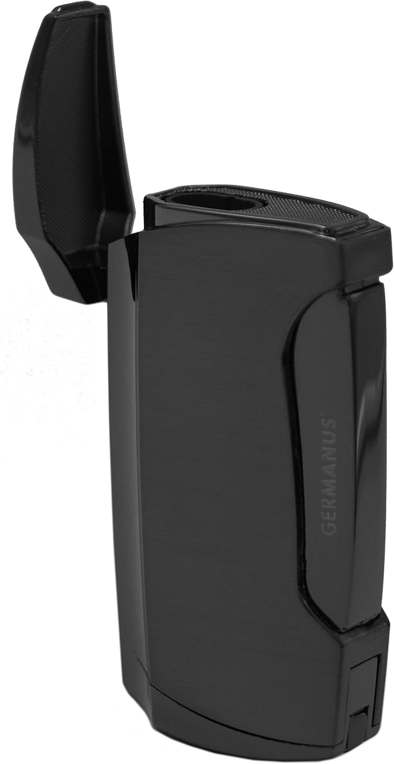 GERMANUS Jetflame Torch Cigar Lighter with 2 Flames in Dark Silver, 73mm x 44mm x 18mm - Image 3