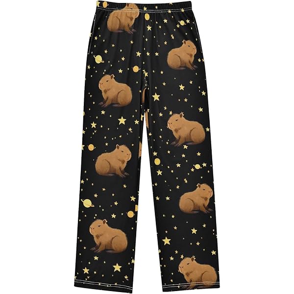 Pantalon De Jogging Garçon Motif Capybaras Citron - Taille élastique, 2 Poches, Polyester, 3 à 10 Ans