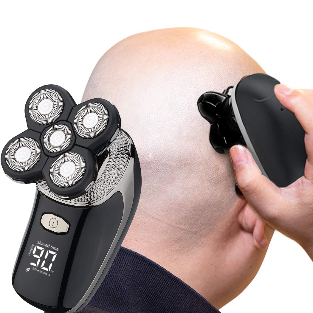 Photo 1 of Mens Electric Bald Head Razor,Head Shaver for Bald Men Grooming Kit Wet-Dry Rotary Shavers Nose Hair Beard Trimmer Clippers Facial Cleansing Brush Cordless Waterproof USB Charging Rechargeable