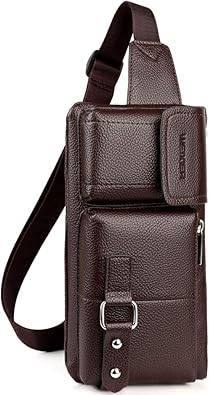 Amazon ウエストバッグメンズレザー フ 携帯電話財布ポーチ ヒップバッグ ボディバッグ 2way ワンショルダーバッグ ビジネス 斜めがけ バッグ肩掛け 通勤 軽量 ダークブラウン ウエストバッグ