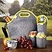 Tabkoe Insulated Neoprene Lunch Bag Set with Tote, Bottle Sleeve, 2 Can Insulators & Adjustable Crossbody Shoulder Strap | Washable, Reusable, Stretchy, Extra Large Travel Lunch Box (Gray Yellow)