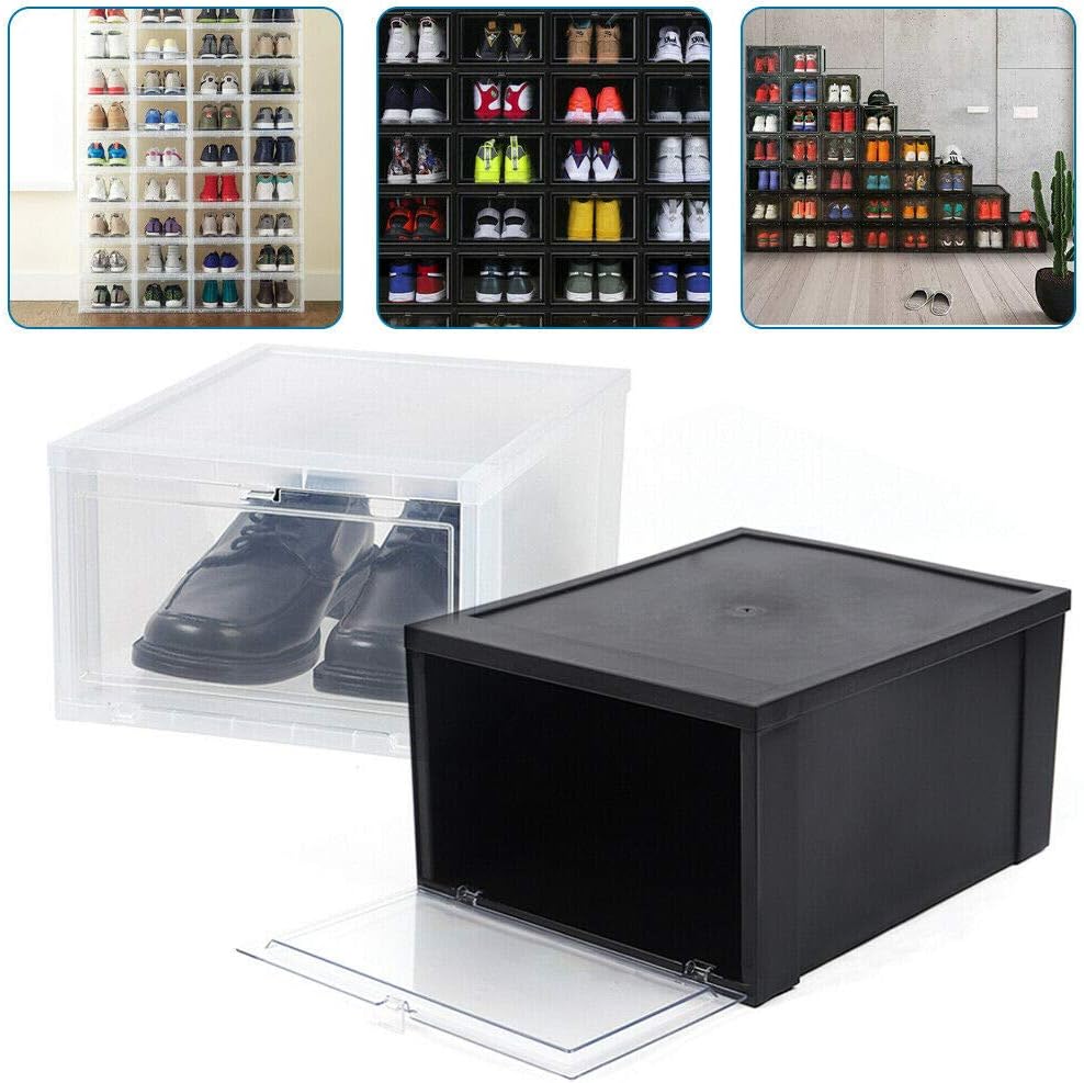 NG NOPTEG 2 Pack Shoe Boxes Clear Plastic Stackable Shoe