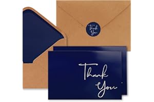 BGTCARDS 30 Pack Navy Blue Thank You Cards with Envelopes, 4" x 6" Professional Thank You Card, Classy Thank You Notes, Perfect for Small Business, Wedding, Graduation, Baby Shower, Bridal Shower