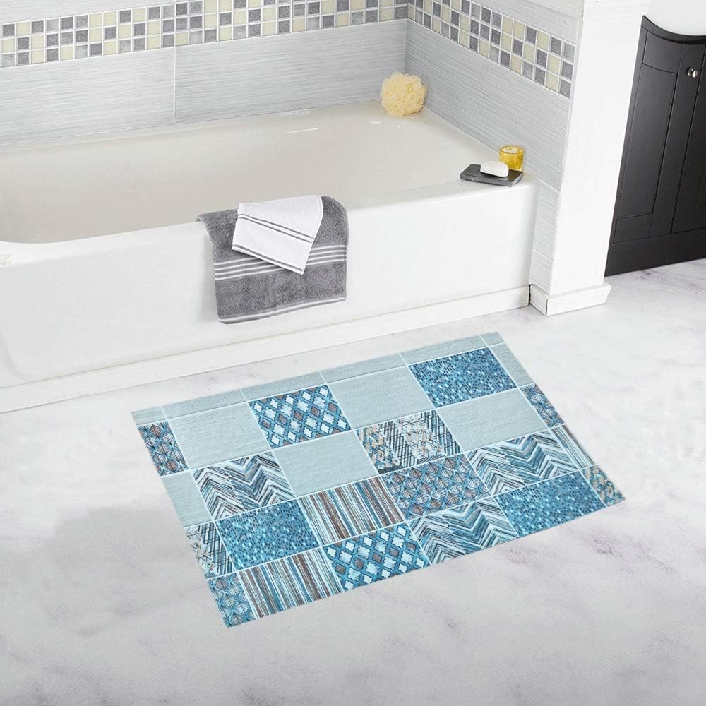 LIS HOME NonSlip Anti Mildew Bath Mat Blue Retro Modern Abstract