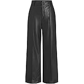CIDER Faux Leather Solid High Waist Wide Leg Trousers
