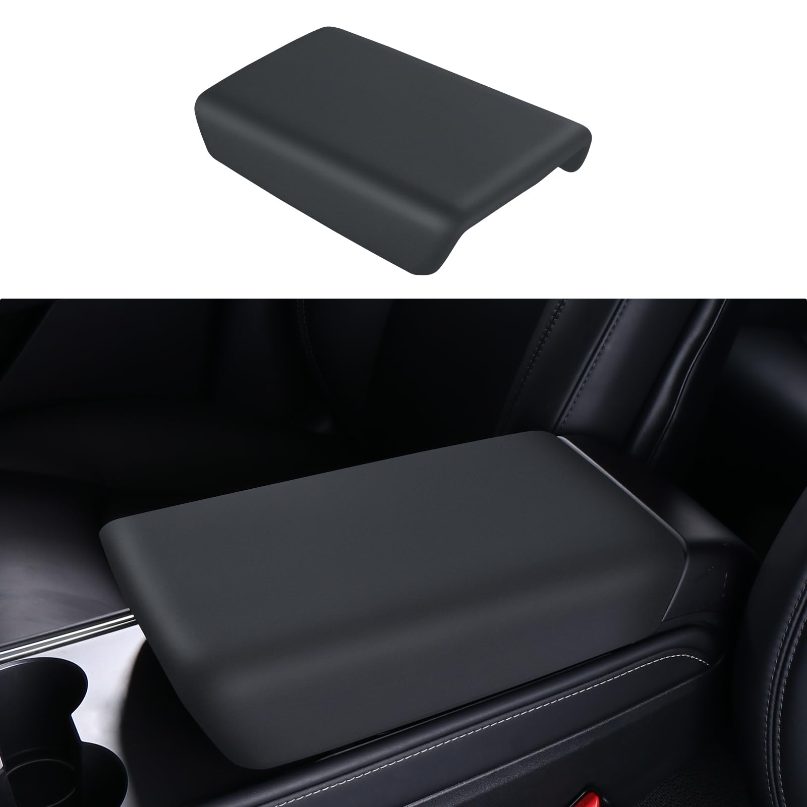 Photo 1 of BASENOR 2024 Newest Tesla Model 3 Model Y Center Console Cover TPE Armrest Cover Non-Slip Protector Armrest 2016-2024 Tesla Interior Accessories Black (Not Compatible with 2024 Tesla Model 3)