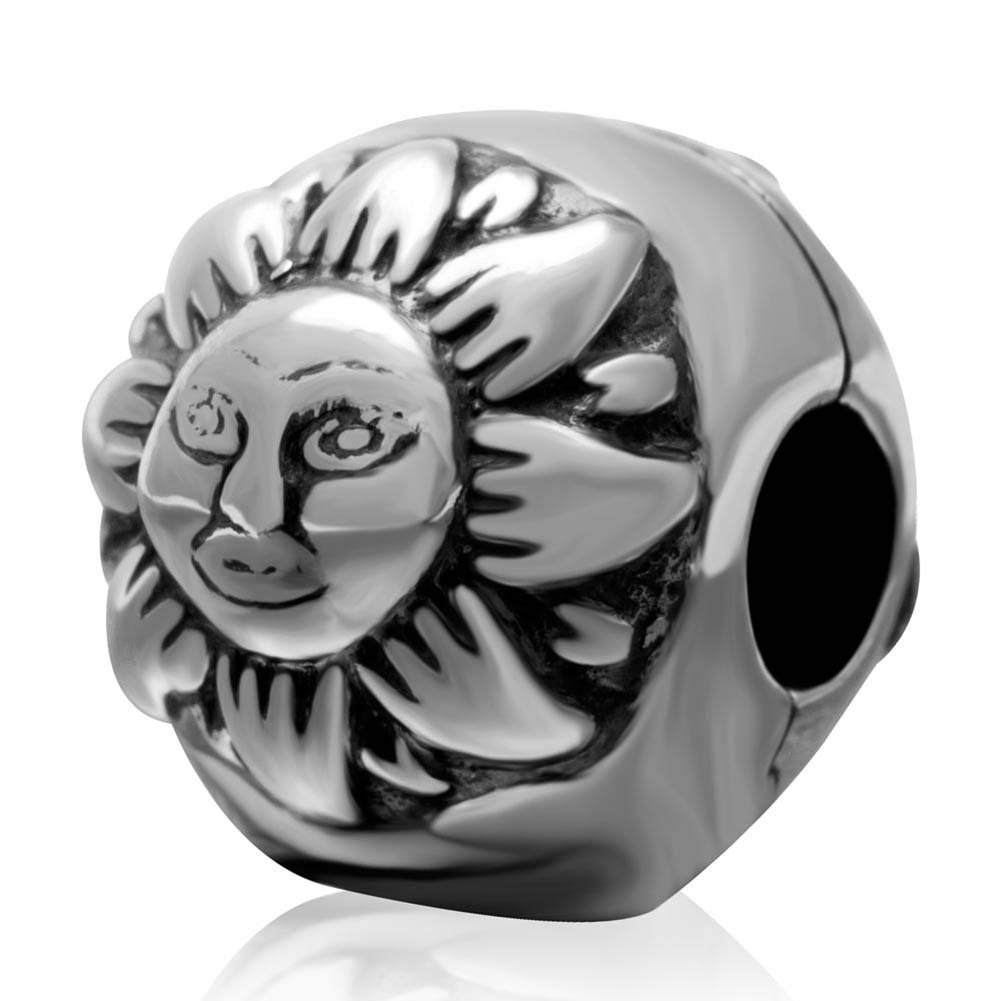 Sun Moon Charm 925 Sterling Silver Clip Lock Stopper Spacer Charm Bead for Pandora Charm Bracelet