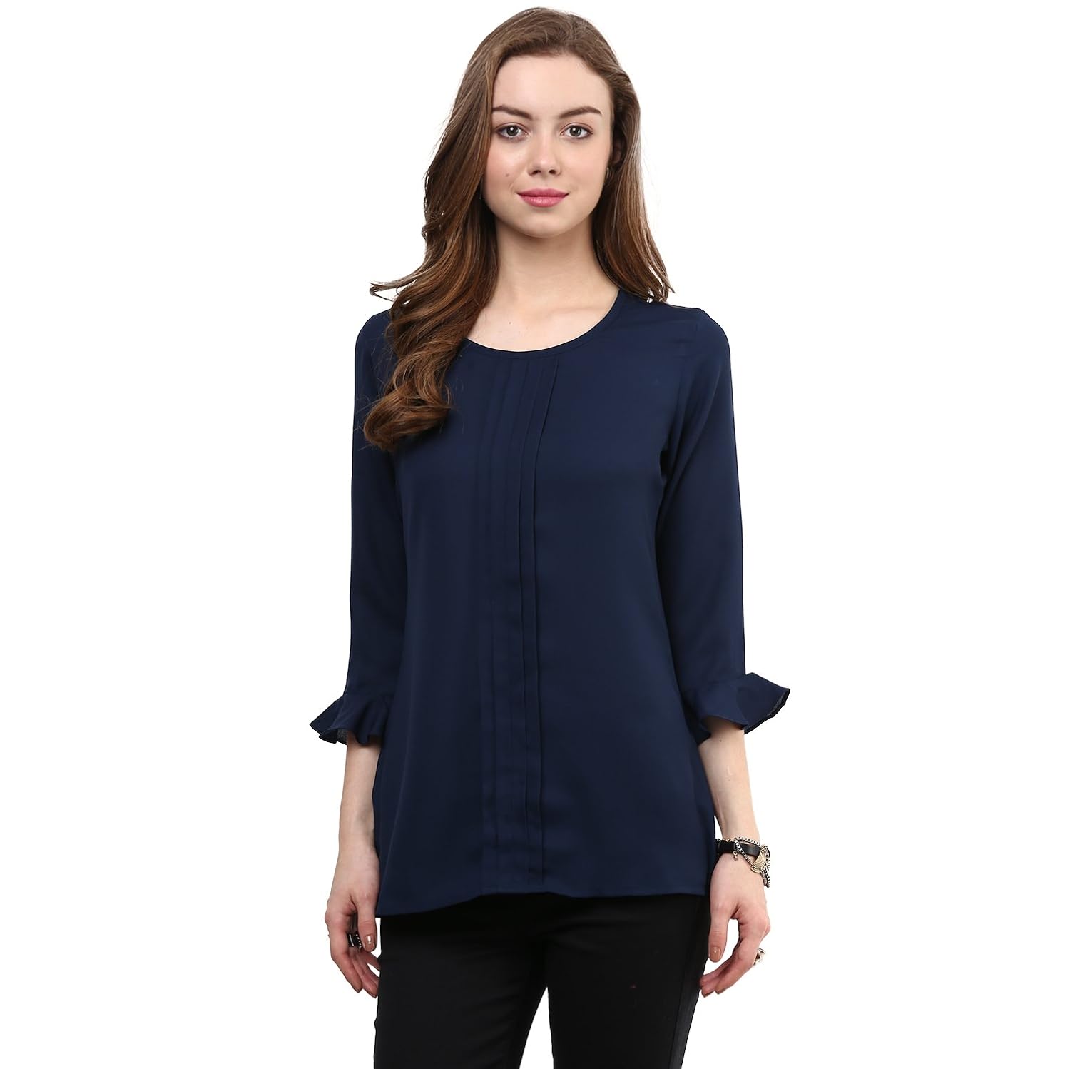 rare women navy blue georgette top (ep1008a)