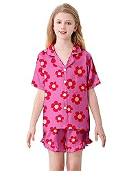Umeyda Girls Satin Silky Collar V Neck Ruffle Short