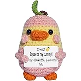 Dyceeyisi Stress Relief Gifts for Women Mom Friends Coworker, Positive Crochet Duck-Pear, Handmade Emotional Support Plush, Little Reminders Dad Inspirational from Daughter Son Wife Sister