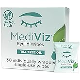 Tea Tree Eyelid Cleanser Wipes - 30 Single-Use Towelettes - Eyelash and Eyelid Wipes for Soothing Dry Eye Irritation, Demodex Removal and More