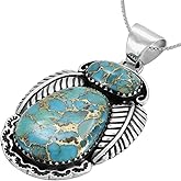 Turquoise Necklace 925 Sterling Silver Pendant & 20" Chain Southwestern Style