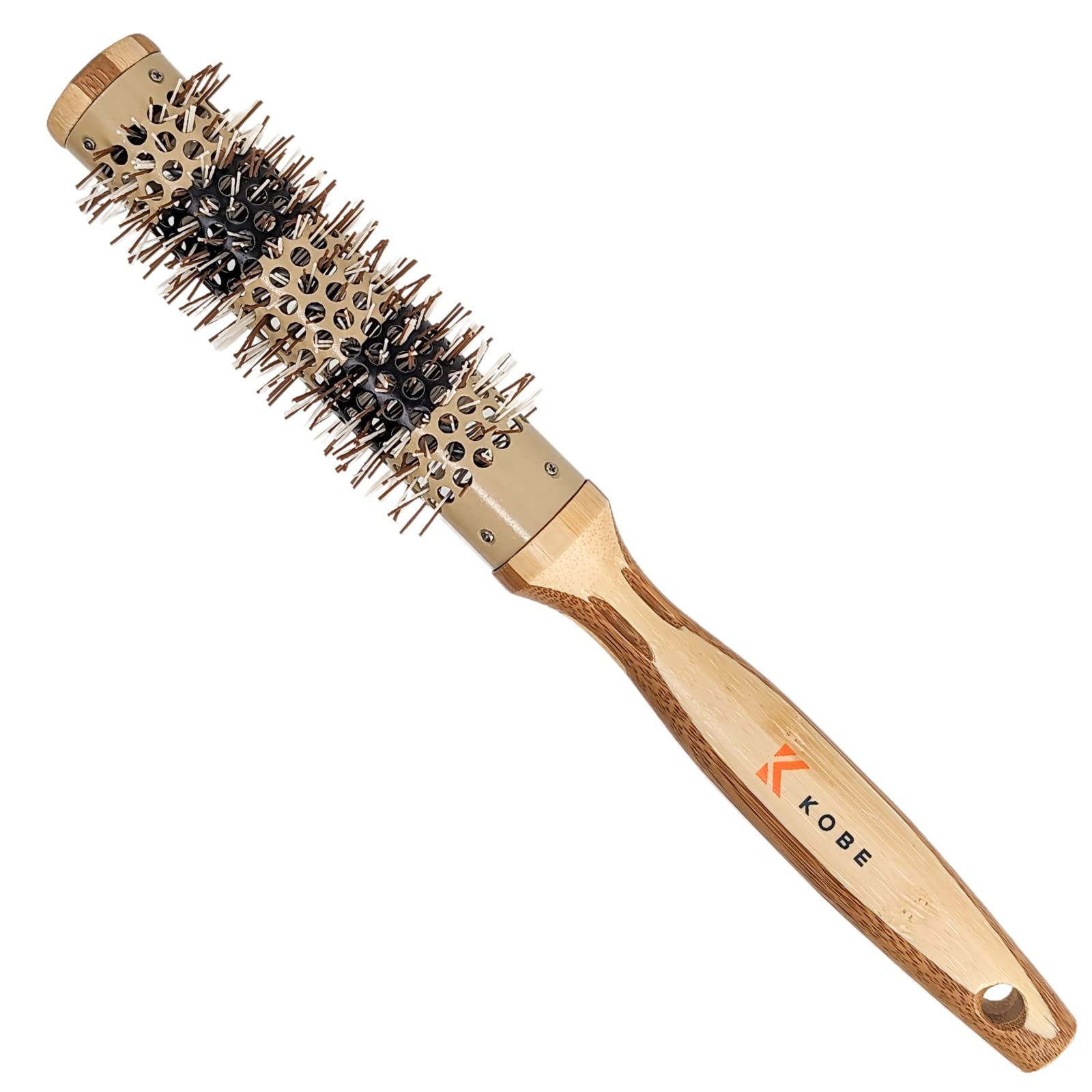 Kobe Pinto Professional Bamboo Thermal Round Brush - Styling Brush for Blow Drying, Curling - Eco Friendly Bamboo Handle - Heat-Retaining Ceramic Barrel (25 mm) — image 1