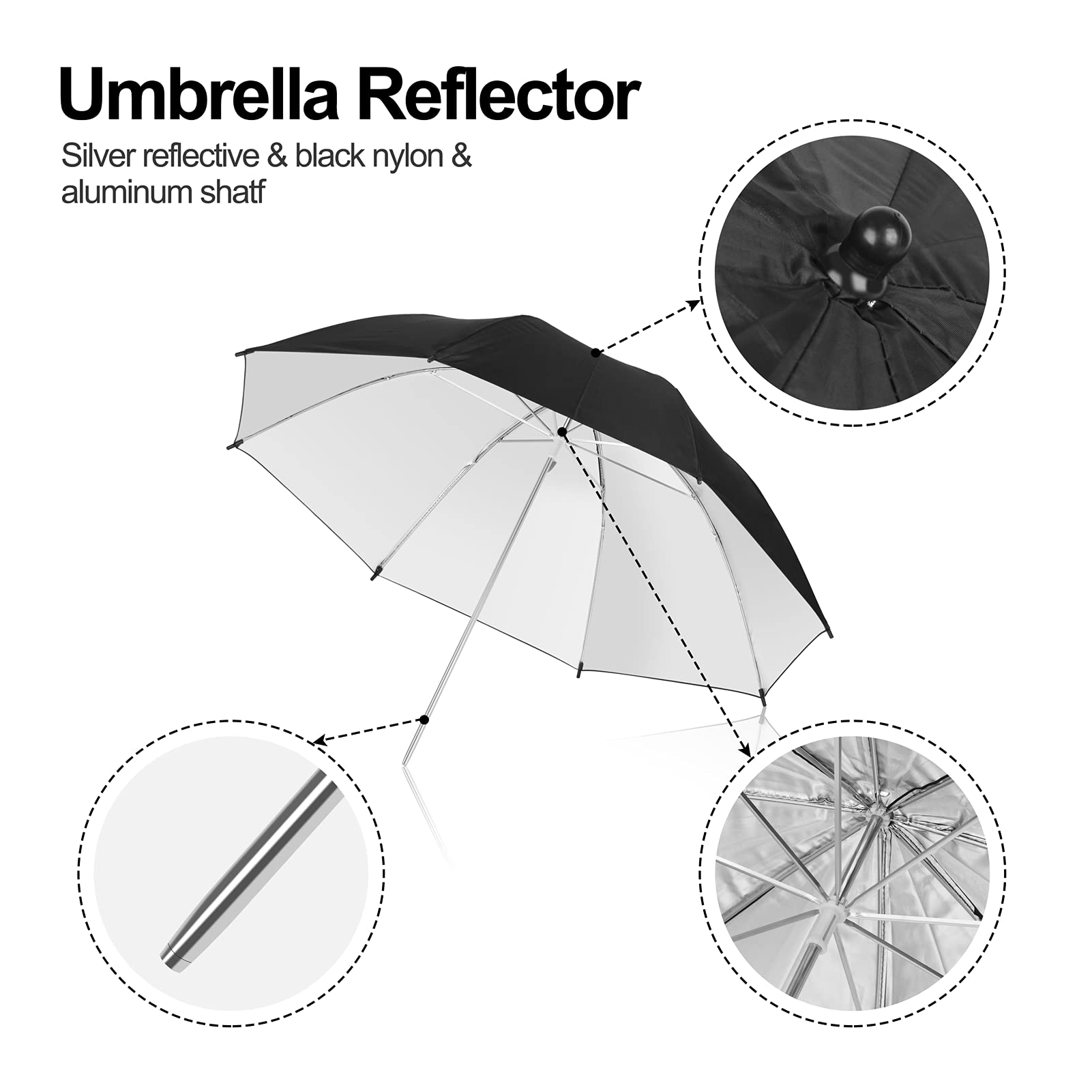 EMART 2 Pack 33inch Professional Photography Studio Photo Lighting Flash Reflective Black/Silver Umbrella