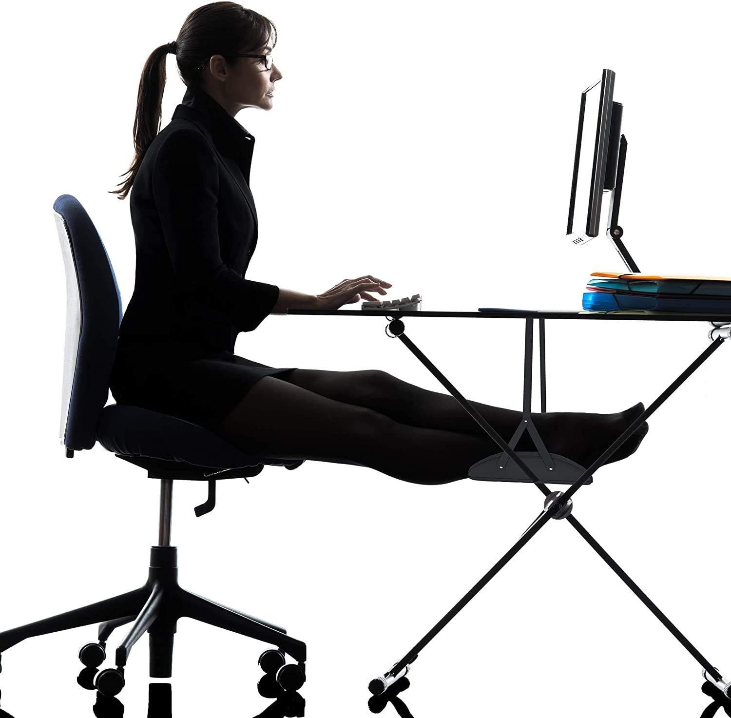 Office Foot Hammock Under Desk, Adjustable Desk Foot Rest for Work at Home Comfort Leg Fatigue Footrests Hammock, Airplane Foot Hammock, Footrest