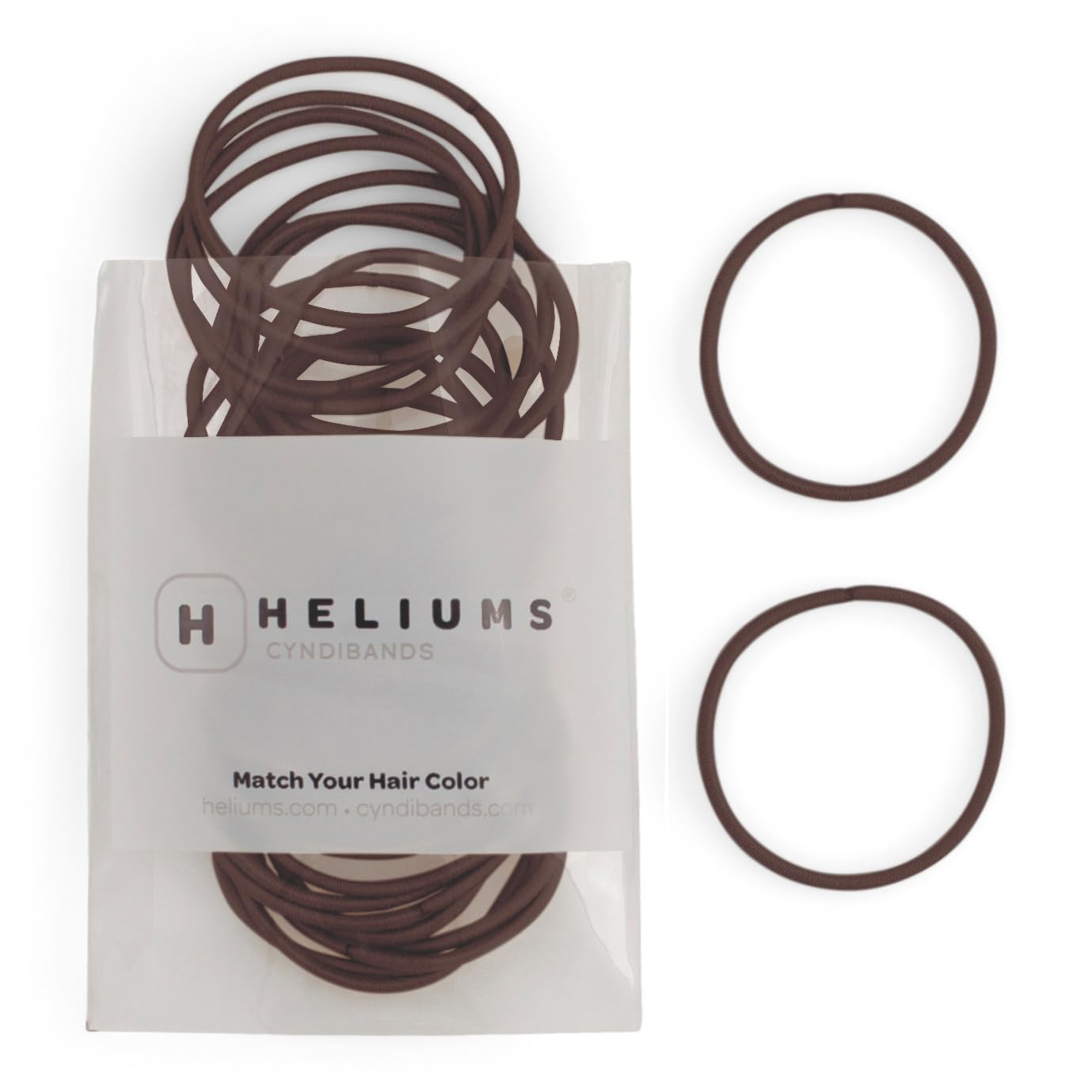 Heliums Thin Hair Bands - Dark Brown - 2mm Hair Elastics for Fine Hair, 40 Count, 4.5cm Diameter, Medium Hold Hair Bobbles — image 1