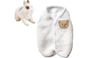 COPFEU Cute Rabbit Coat Warm Cozy Pet Apparel No Sleeve Soft Polar Fleece Bear Pattern Bunny Puppy Dress Outfit Rabbit Clothes for Kittens (White,XS)