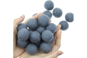 Zasy 30mm Needle Wool Felt Balls Foam Filled Wool Felt Pom Pom Home Decor DIY (Dark Grey)