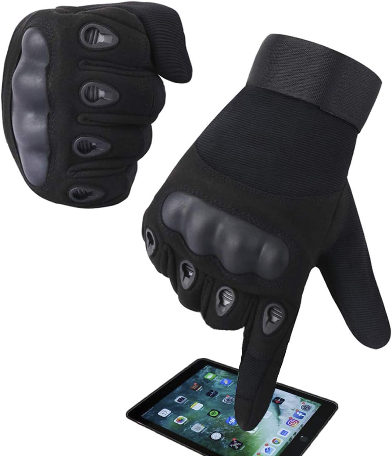 Cycorld Tactical Gloves, Motorcycle Riding Gloves, Military Rubber Hard Knuckle Full Finger Gloves for Outdoor Training, Airsoft, Paintball, Cycling, Shooting, Hunting