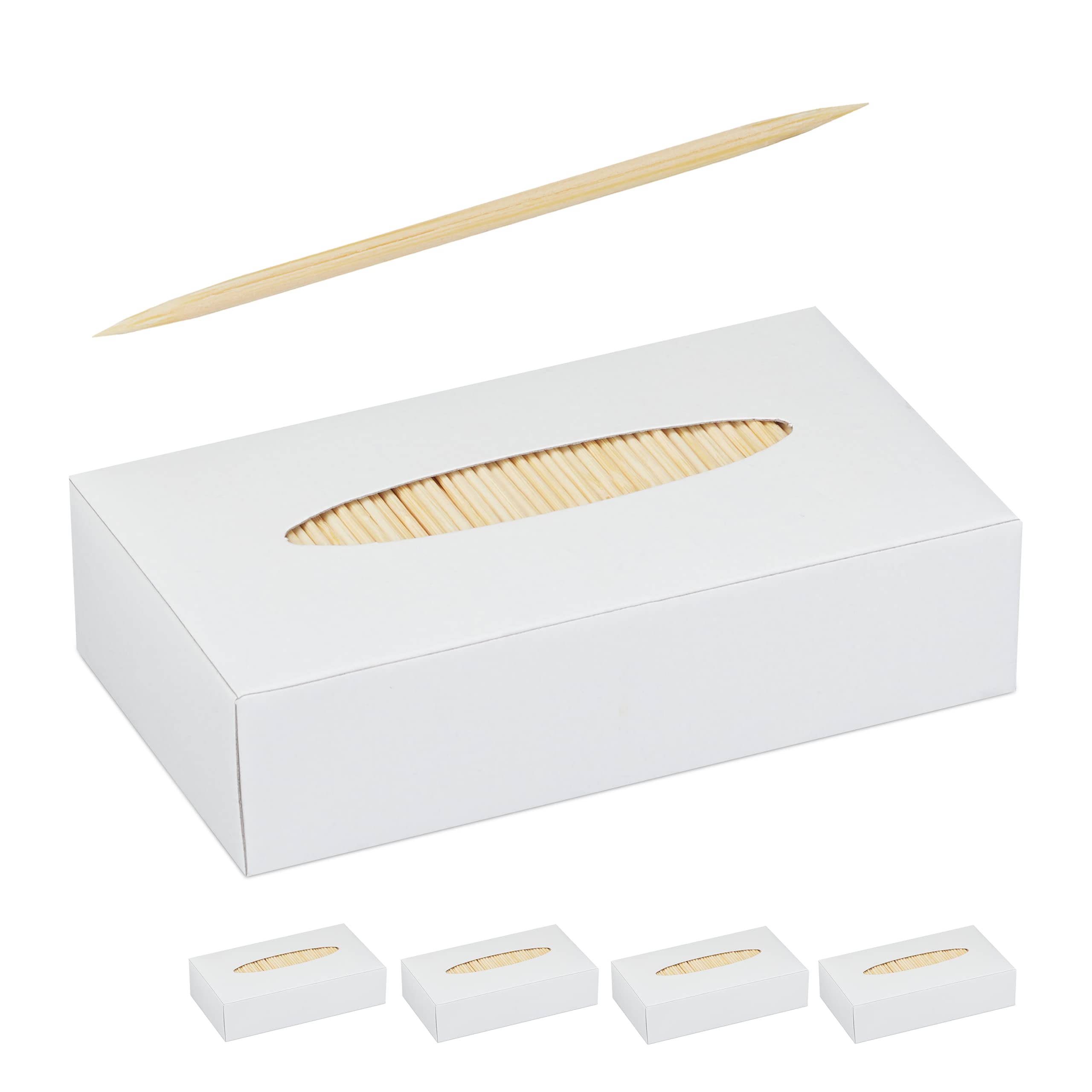 Relaxdays Set of 5000 Toothpicks, Wooden, Thin, Dental Care, Snack Pick, Crafts, Cocktail Sticks, 6.5 cm, Natural