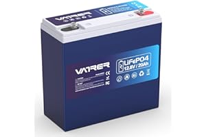 VATRER POWER 12V 20AH LiFePO4 Lithium Battery, Built-in 20A BMS, 5000+ Cycles Rechargeable Deep Cycle Battery, Perfect for Solar Power, Small UPS, Power Wheels, Gate Opener, Fish Finder Outdoor Camping