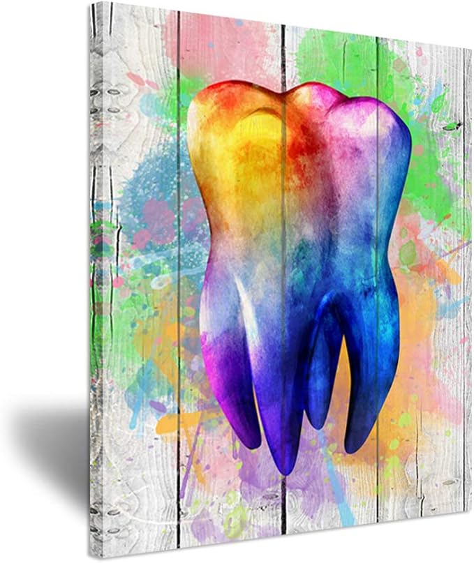 ZingArts Dental Wall Art Print Abstrat Colorful Tooth on