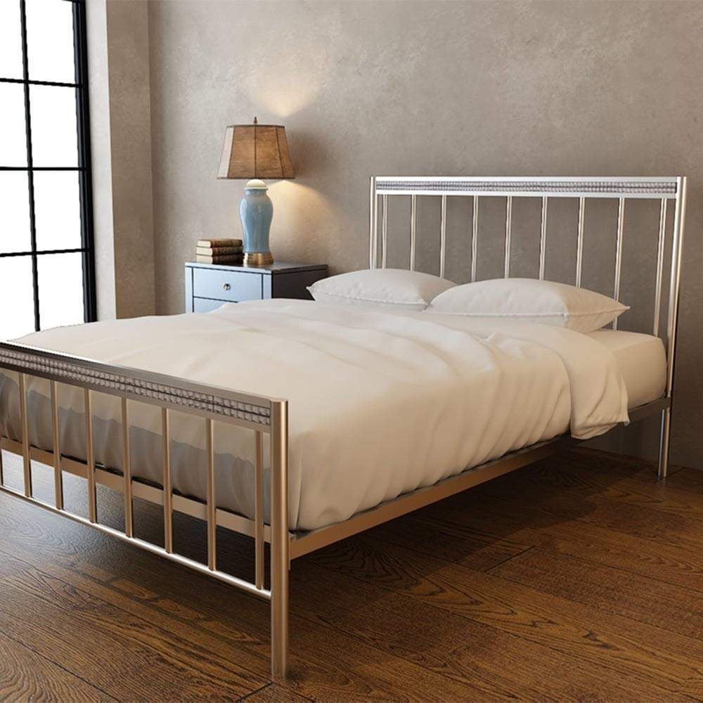 Lpd Bellini Silver Metal Bed 4ft6 Double 5ft Kingsize