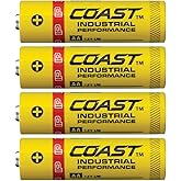 Coast 4 Pack AA Industrial Performance Alkaline Batteries, High-Performance