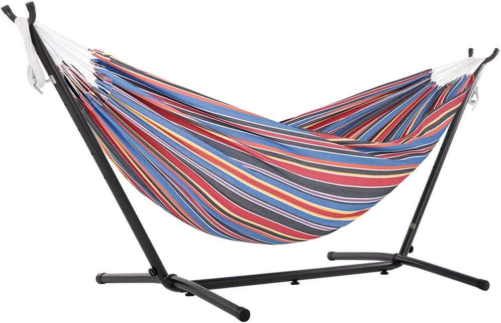 Vivere Double Polyester Hammock & 9' Steel Stand Techno