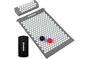TOMSHOO Acupressure Set, Acupressure Mat and Pillow with 2pcs Massage Balls with Travel Bag for Men Women