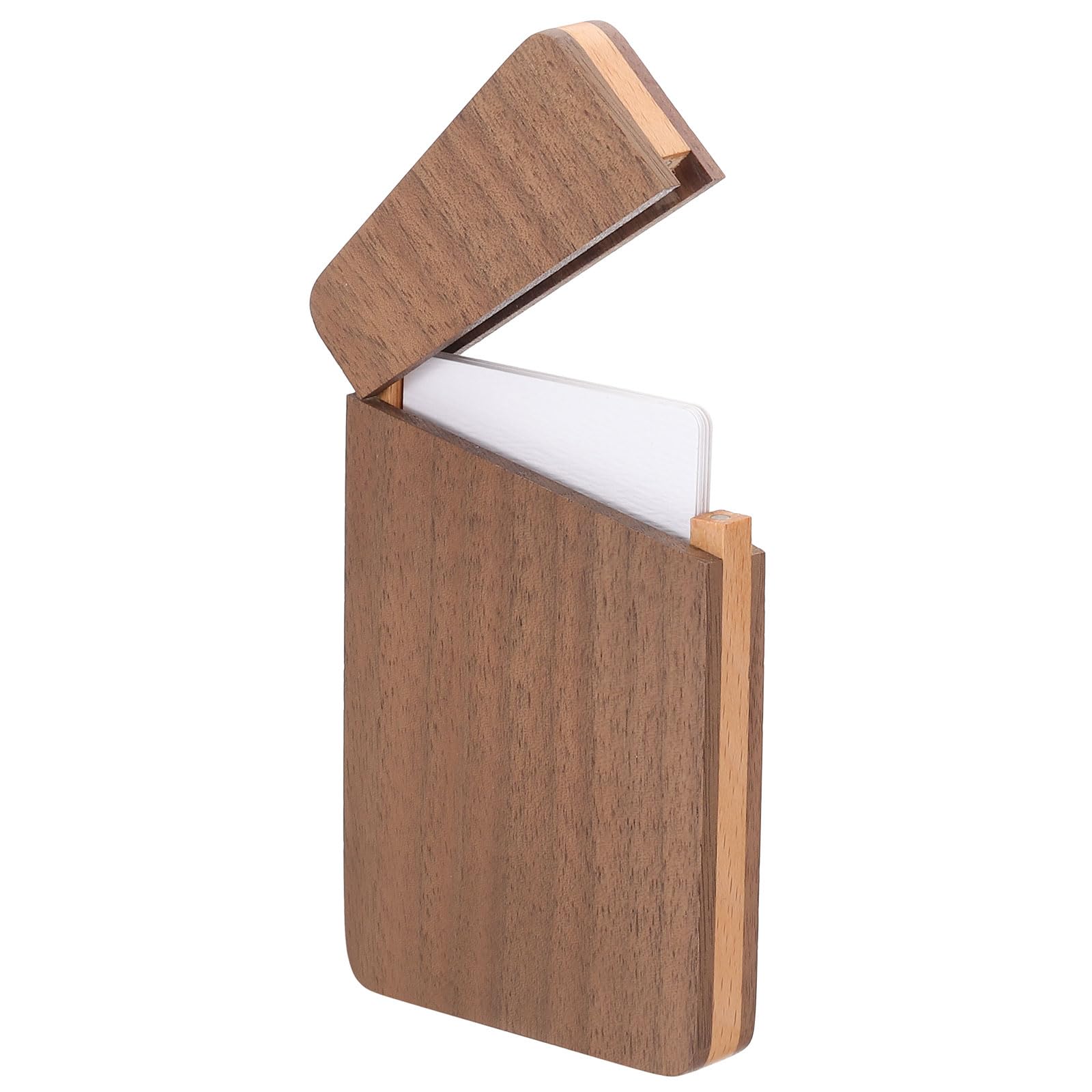 PATIKIL Wooden Business Card Holder, Wood Business Card Case Pocket Name Card Holders Organizer with Magnetic Closure for Men, Black Walnut Color